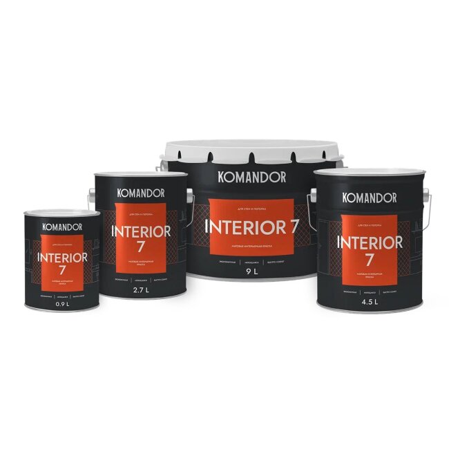 Краска для стен и потолков Komandor Interior 7, матовая Краска для стен и потолков Komandor Interior 7, матовая